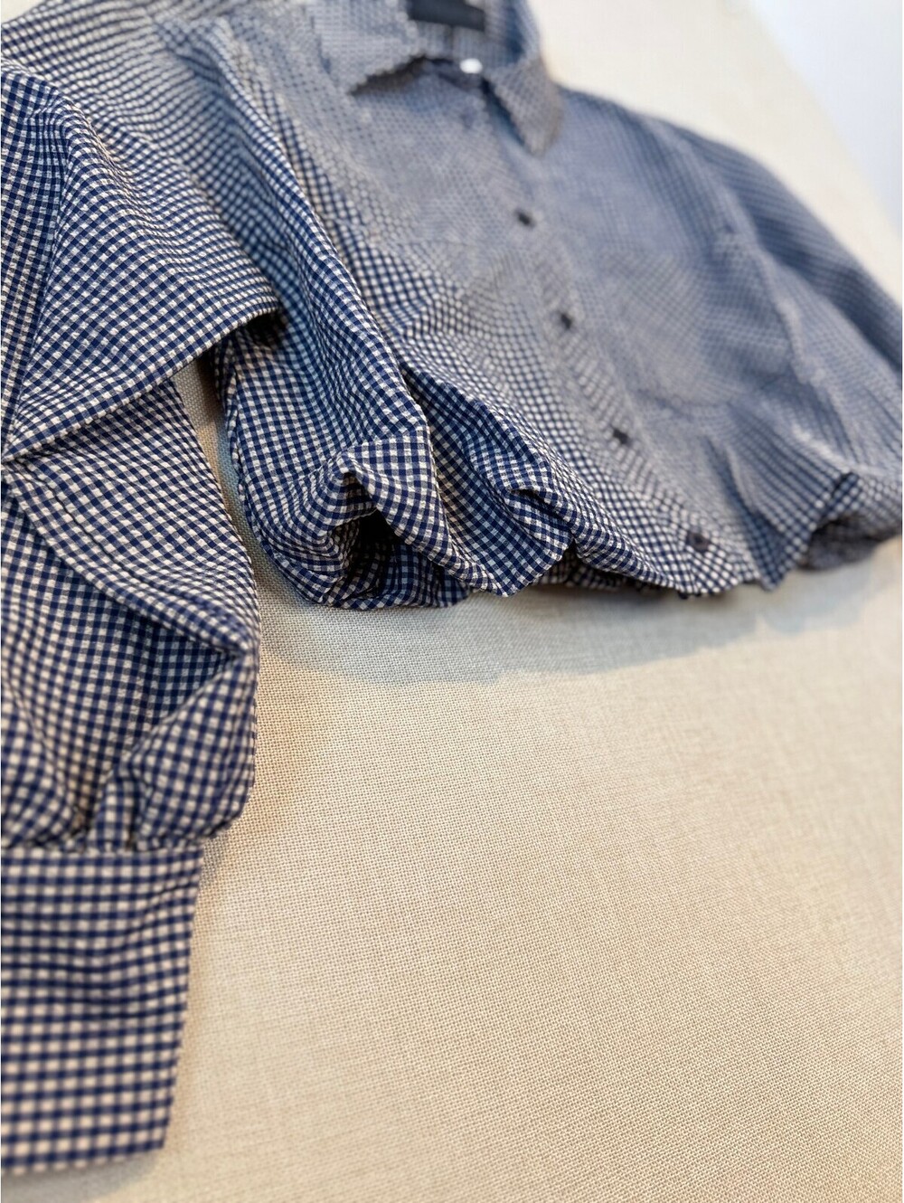 NWT ZARA GINGHAM BALLOON SHIRT - Size Extra Small - Picture 4 of 8